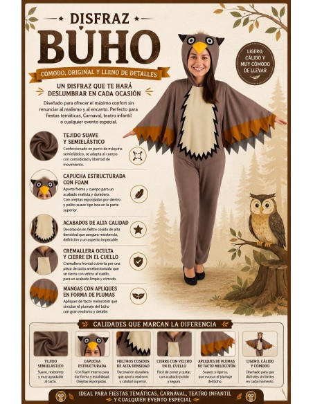 Costume Gufo Taglia L | Costumi per Adulti Il Re del Carnevale
